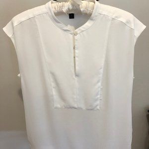 J. Crew White Drapey Popover Blouse